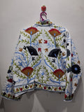 Hand-Embroidered White Velvet Jacket
