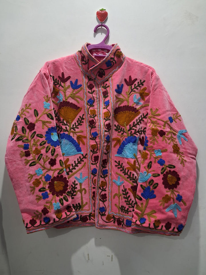 Artisan Rose Pink Velvet Floral Jacket