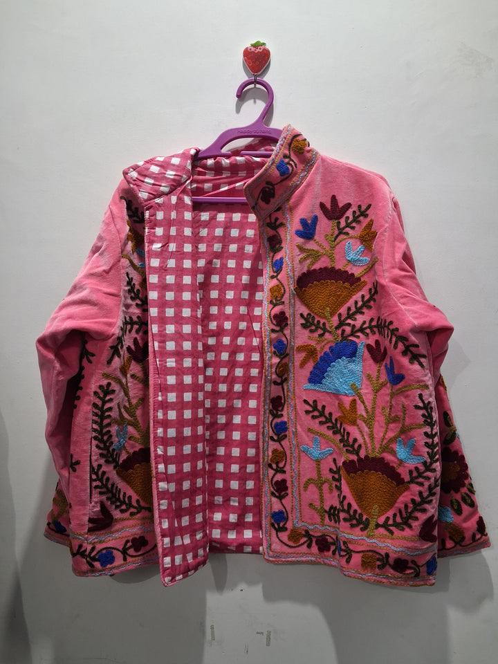 Artisan Rose Pink Velvet Floral Jacket
