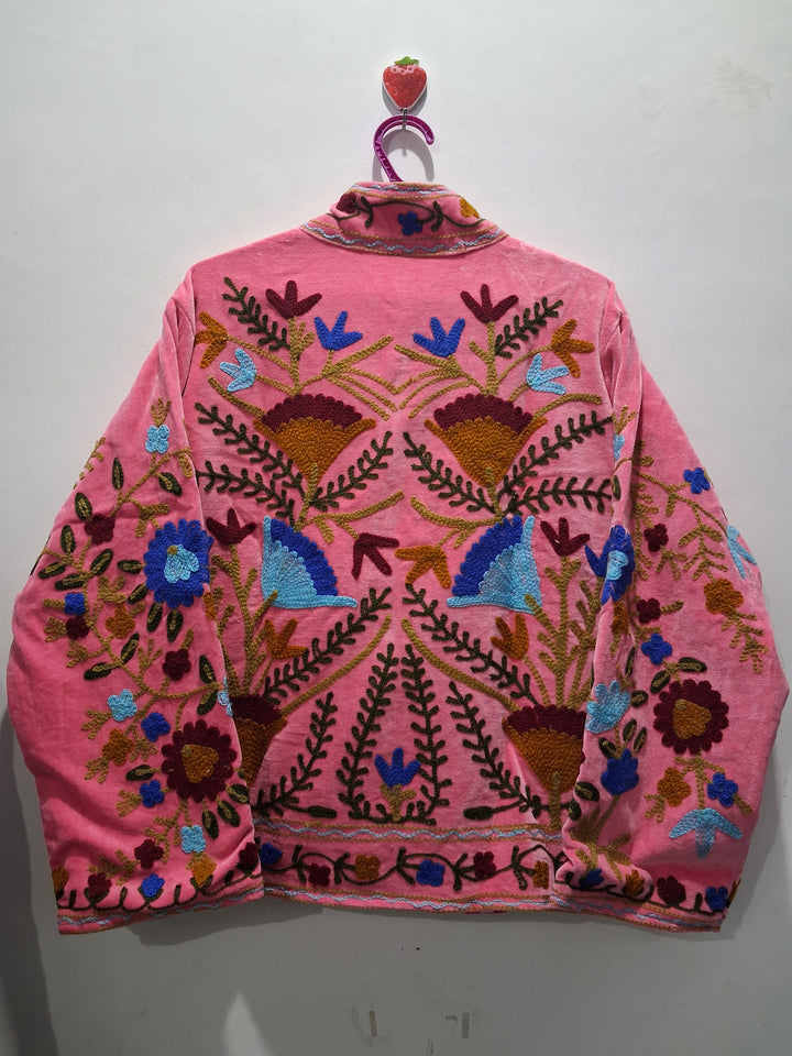 Artisan Rose Pink Velvet Floral Jacket