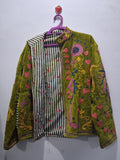 Hand-Embroidered Olive Green Velvet Jacket