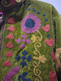 Hand-Embroidered Olive Green Velvet Jacket