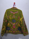 Hand-Embroidered Olive Green Velvet Jacket