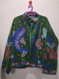 Artisan Emerald Velvet Fish Embroidery Jacket