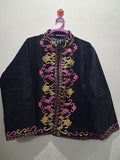 Boho Black Velvet Suzani Embroidered Jacket