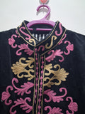 Boho Black Velvet Suzani Embroidered Jacket