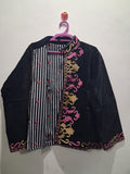 Boho Black Velvet Suzani Embroidered Jacket