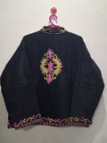 Boho Black Velvet Suzani Embroidered Jacket