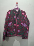 Hand-Embroidered Burgundy Velvet Jacket