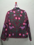 Hand-Embroidered Burgundy Velvet Jacket