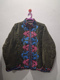 Boho Olive Green Velvet Suzani Embroidered Jacket