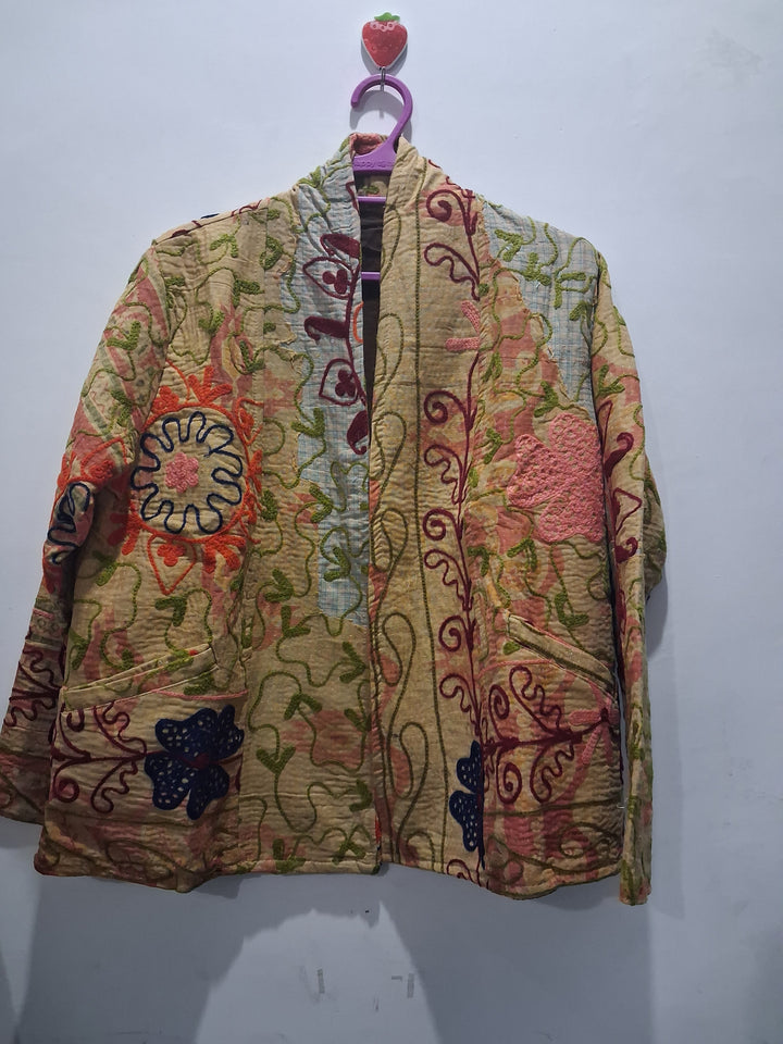 Handmade Kantha Stitch Quilted Cotton Jacket