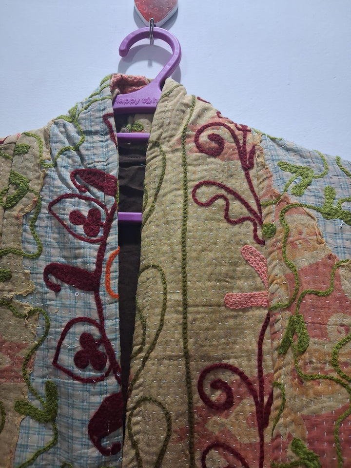 Handmade Kantha Stitch Quilted Cotton Jacket