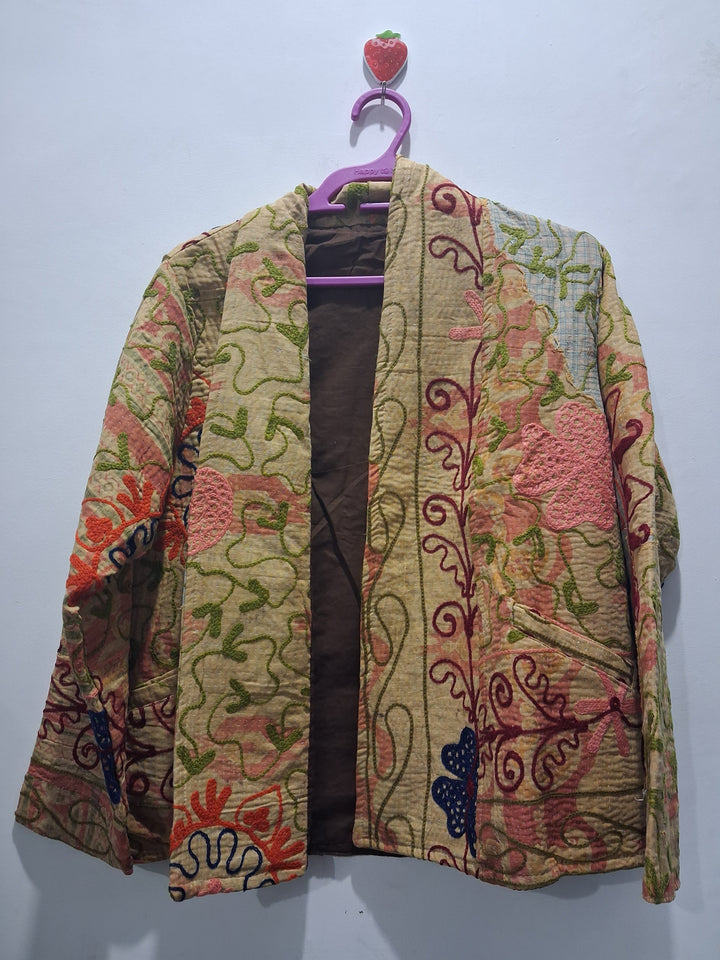 Handmade Kantha Stitch Quilted Cotton Jacket
