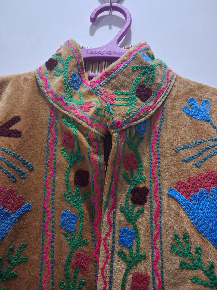 Vintage Style Mustard Yellow Velvet Suzani Jacket