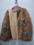 Vintage Style Light Brown Velvet Suzani Jacket