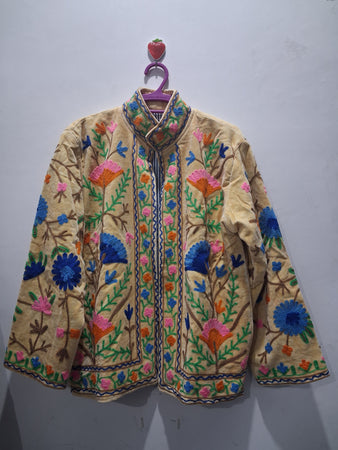 Handmade Cream Velvet Suzani Jacket