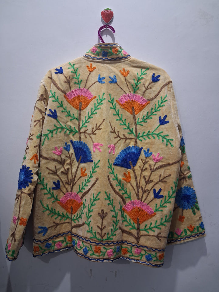 Handmade Cream Velvet Suzani Jacket