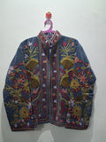 Vintage Style Slate Blue Velvet Suzani Jacket