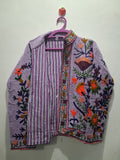 Hand Embroidered Lavender Purple TNT Textured Jacket
