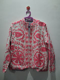 Hand Embroidered Off-White & Pink TNT Textured Jacket