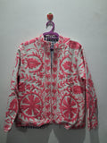 Hand Embroidered Off-White & Pink TNT Textured Jacket