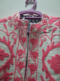 Hand Embroidered Off-White & Pink TNT Textured Jacket