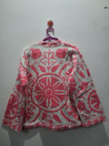 Hand Embroidered Off-White & Pink TNT Textured Jacket