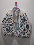 Hand Embroidered Cream White TNT Textured Jacket