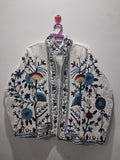 Hand Embroidered Cream White TNT Textured Jacket