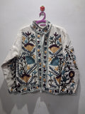 Hand Embroidered Cream White TNT Textured Jacket