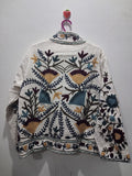 Hand Embroidered Cream White TNT Textured Jacket