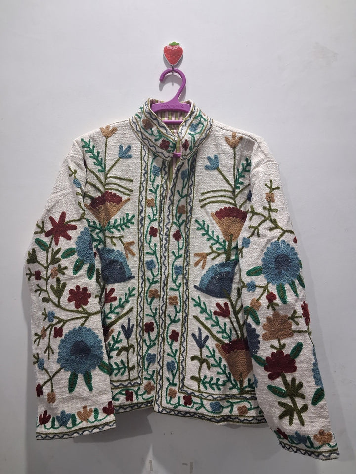 Hand Embroidered Off-White TNT Textured Jacket