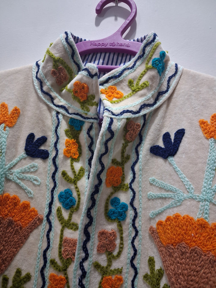 Vintage Style Off-White Velvet Suzani Jacket