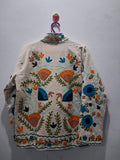 Vintage Style Off-White Velvet Suzani Jacket