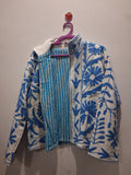 Hand Embroidered Off-White & Blue TNT Textured Jacket