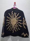 Handcrafted Black Velvet Gold Sun Suzani Embroidered Jacket