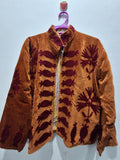 Bohemian Mustard Yellow Velvet Floral Embroidered Jacket