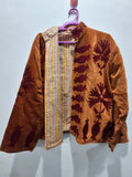 Bohemian Mustard Yellow Velvet Floral Embroidered Jacket