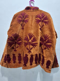 Bohemian Mustard Yellow Velvet Floral Embroidered Jacket