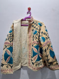 Custom Handmade Cream Velvet Suzani Embroidered Jacket