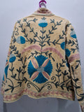 Custom Handmade Cream Velvet Suzani Embroidered Jacket