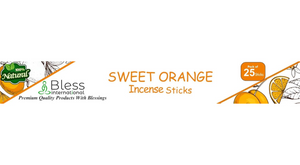 Bless-International Sweet Orange 100%-Natural-Incense-Sticks Handmade-Hand-Dipped Organic-Chemicals-Free for-Purification-Relaxation-Positivity-Yoga-Meditation