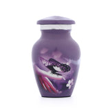 Hand Engraved Small Decorative Brass Urn with Lid – 3" Mini Keepsake Urn (Purple Butterfly)