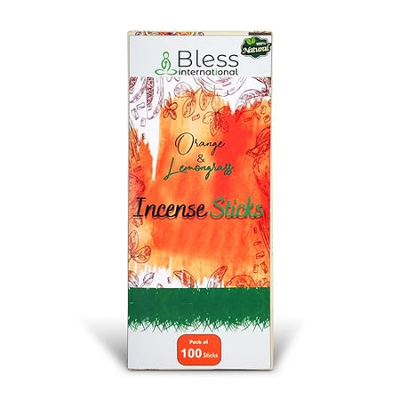 Bless-International Orange-and-Lemongrass 100%-Natural-Incense-Sticks Handmade-Hand-Dipped Organic-Chemicals-Free for-Purification-Relaxation-Yoga-Meditation