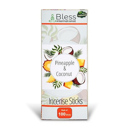 Bless International Pineapple And Coconut 100%-Natural-Incense-Sticks Handmade-Hand-Dipped Organic Chemicals-Free for-Purification-Relaxation-Positivity-Yoga-Meditation