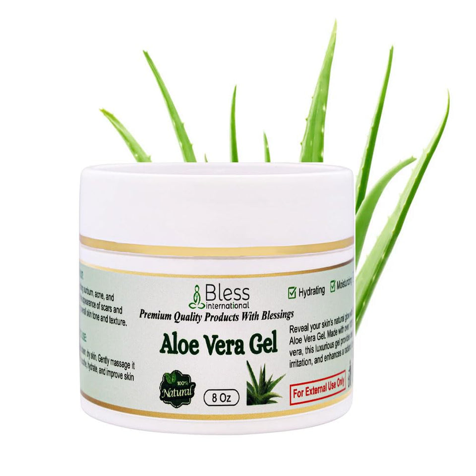 Bless International-Organic-Aloe-Vera-Gel 96%-Pure-Freshly-Made-Within-12-Hours-Of-Harvest Perfect-For-Face-Body-Scalp-&-Hair-Hydration Soothing-Moisturizer-For-Sunburn-And-After-Sun-Care