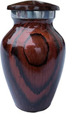 Hand Engraved Small Decorative Brass Urn with Lid – 3" Mini Keepsake Urn (Wooden Brown)