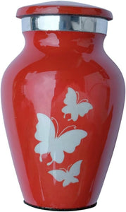 Hand Engraved Small Decorative Brass Urn with Lid – 3" Mini Keepsake Urn(Orange)