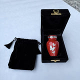 Hand Engraved Small Decorative Brass Urn with Lid – 3" Mini Keepsake Urn(Orange)